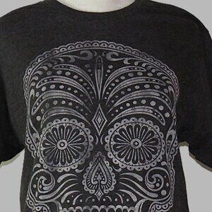 NTWRK Men's Skull Mardi Gras T-Shirt Size S (C388) Halloween Goth Macabre